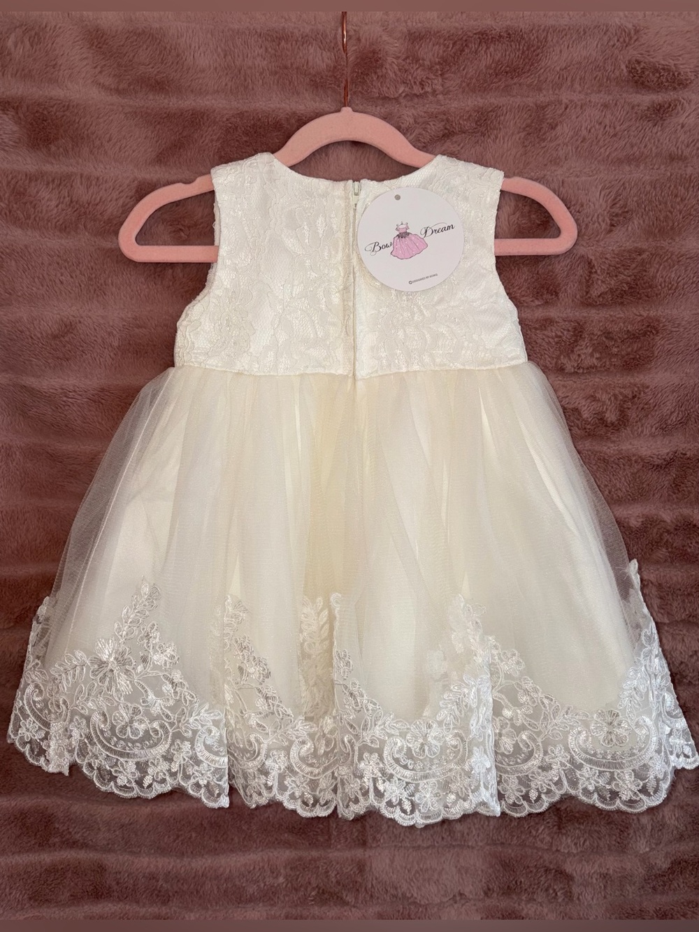 Ivory Lace & Tulle Bow Dress 12/18 months - Picture 2 of 5